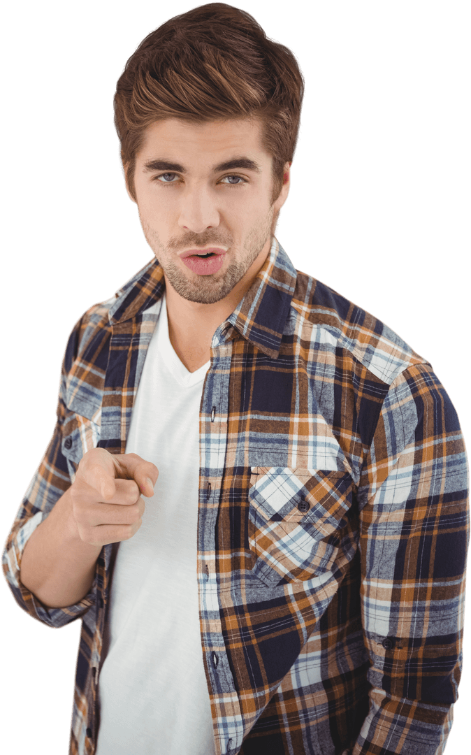 Casual Man with Playful Expression and Transparent Background