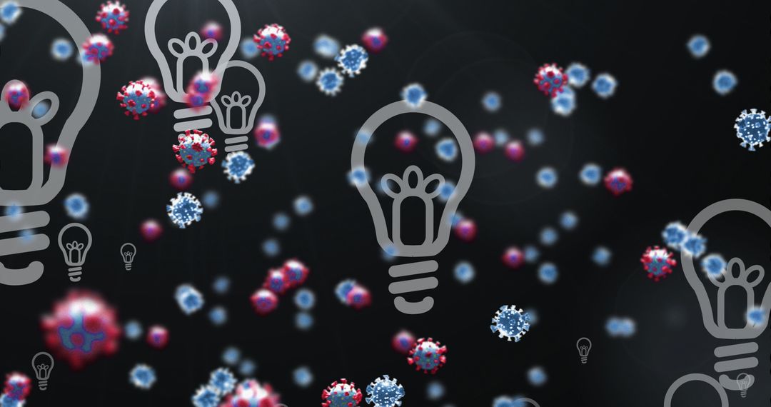 Virus Cells and Light Bulb Icons Illustrating Innovation Concept