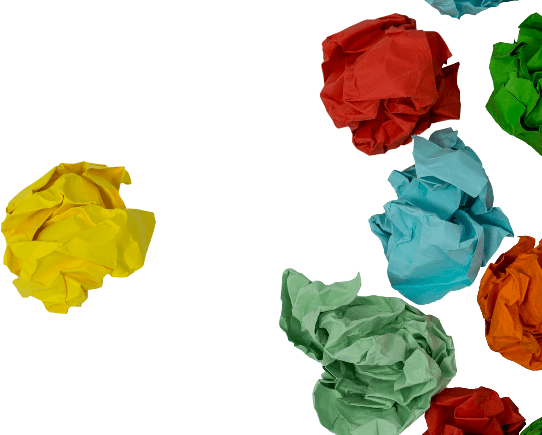 Transparent Background Diverse Colored Crumpled Papers Pile