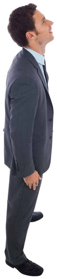 Transparent Cheerful Businessman Standing with Confidence