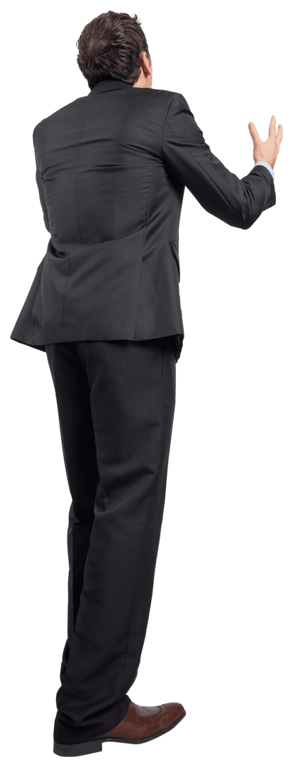 Businessman in Suit Gesturing in Conversation Transparent Cutout