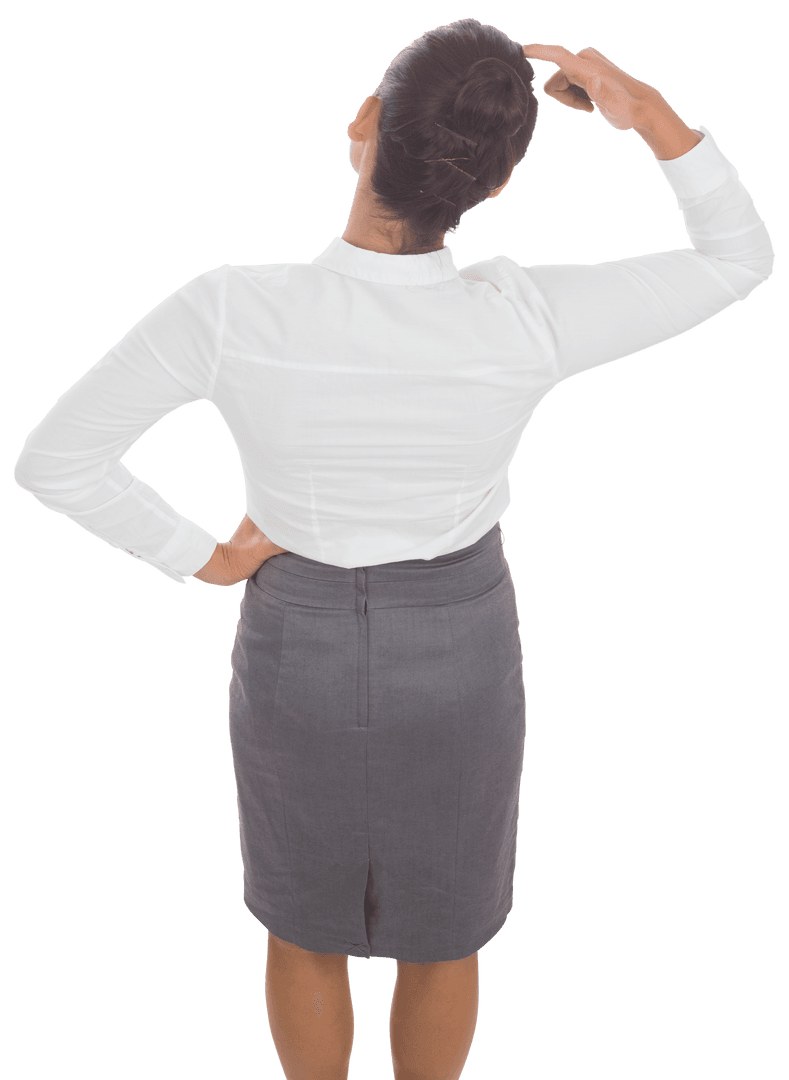 Thoughtful Businesswoman Pondering Isolated Transparent Background