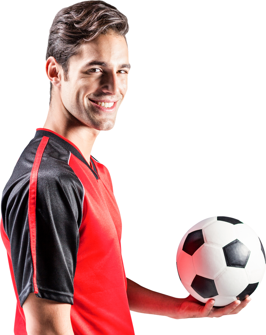 Transparent Sporty Young Male Holding Soccer Ball Confidently - Download Free Stock Images Pikwizard.com