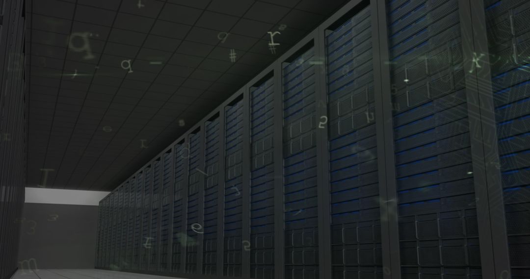 Cybersecurity Concept with Data Center Illumination