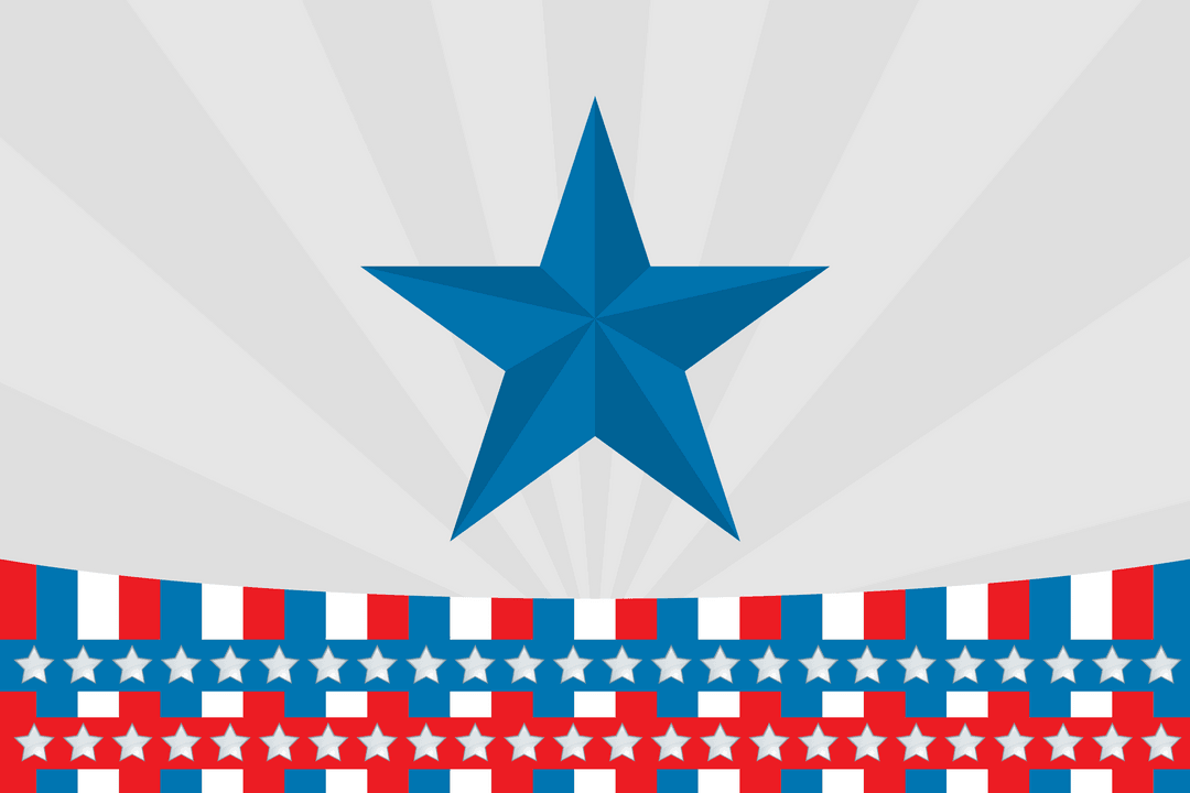 Patriotic Card Design with Blue Star on Transparent Background