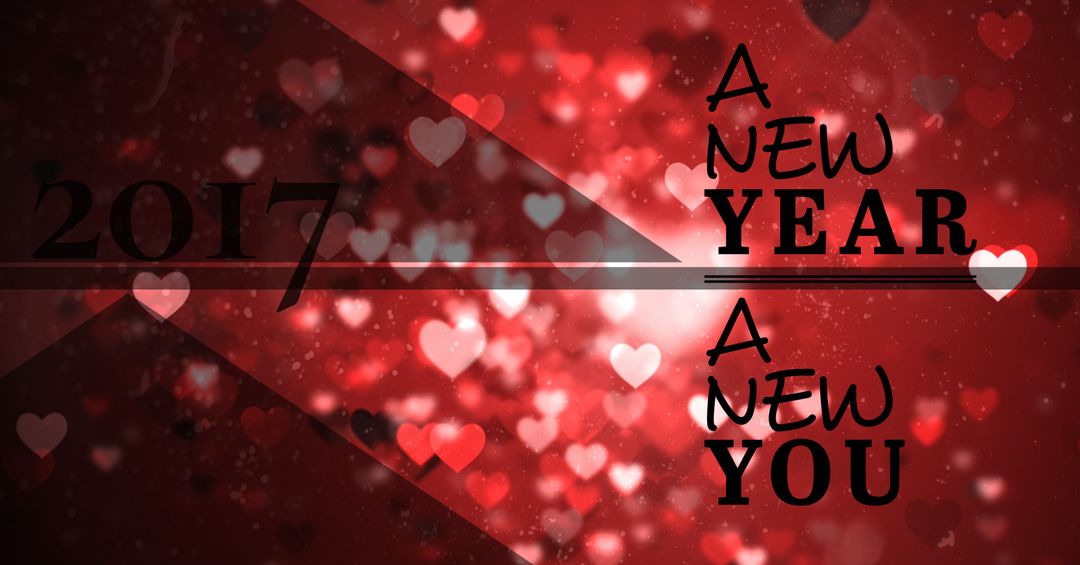 Shimmering hearts and new year resolution theme design
