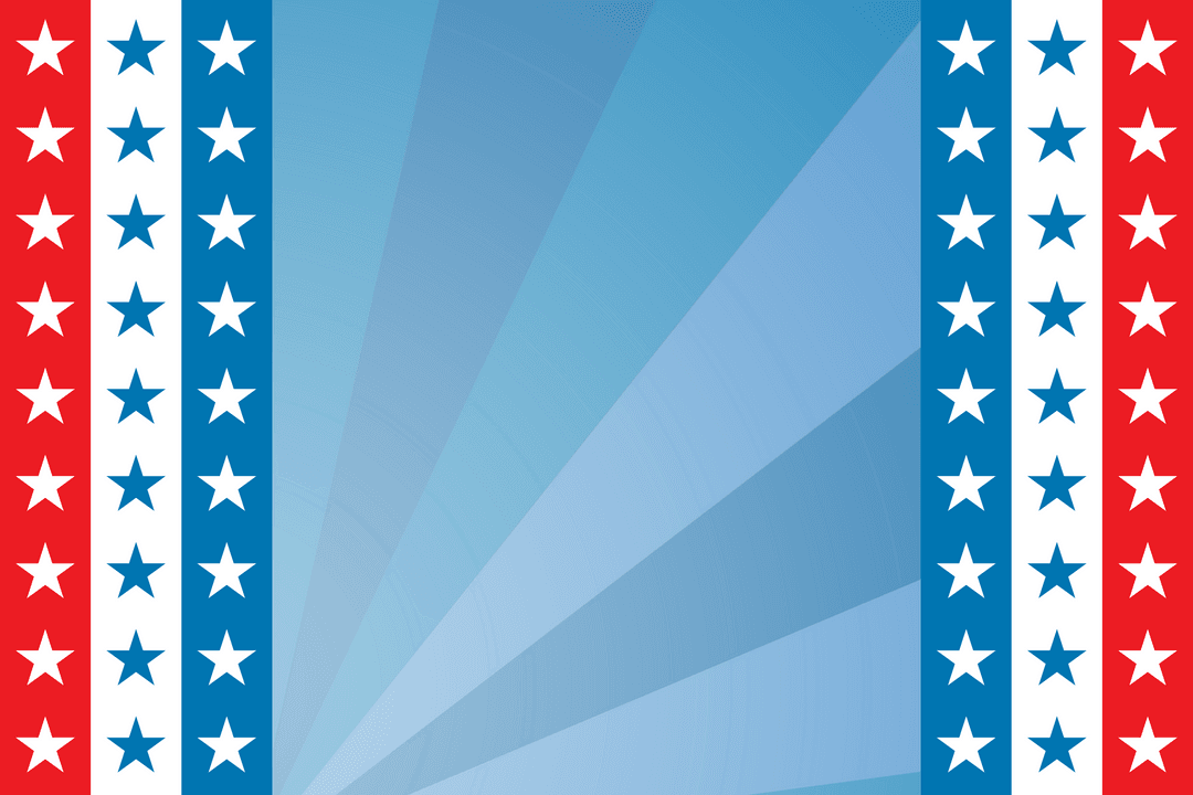 Patriotic Abstract Shape with Stars on Transparent Background