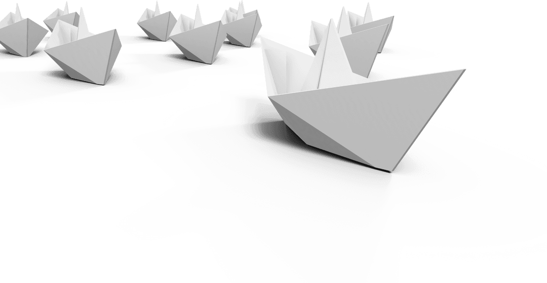 Digital White Paper Boats on Transparent Background Vector Illustration