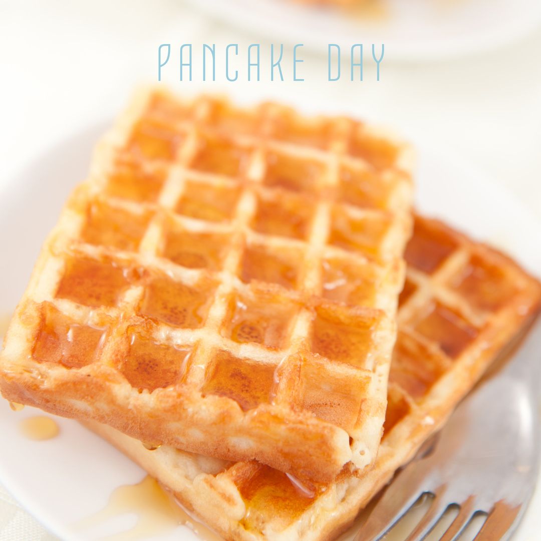 Delicious Syrup-Drenched Waffles Celebrating Pancake Day