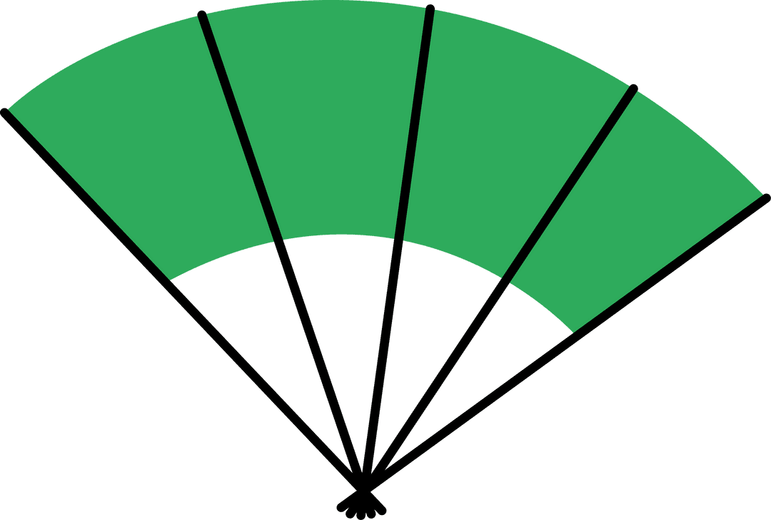 Abstract Green Fan Design on Transparent Background, Minimalist Aesthetic