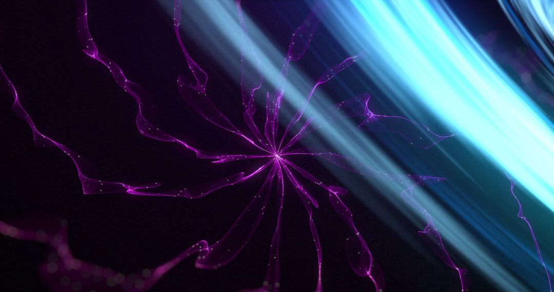 Glowing Abstract Light Spirals with Purple Smoke Background