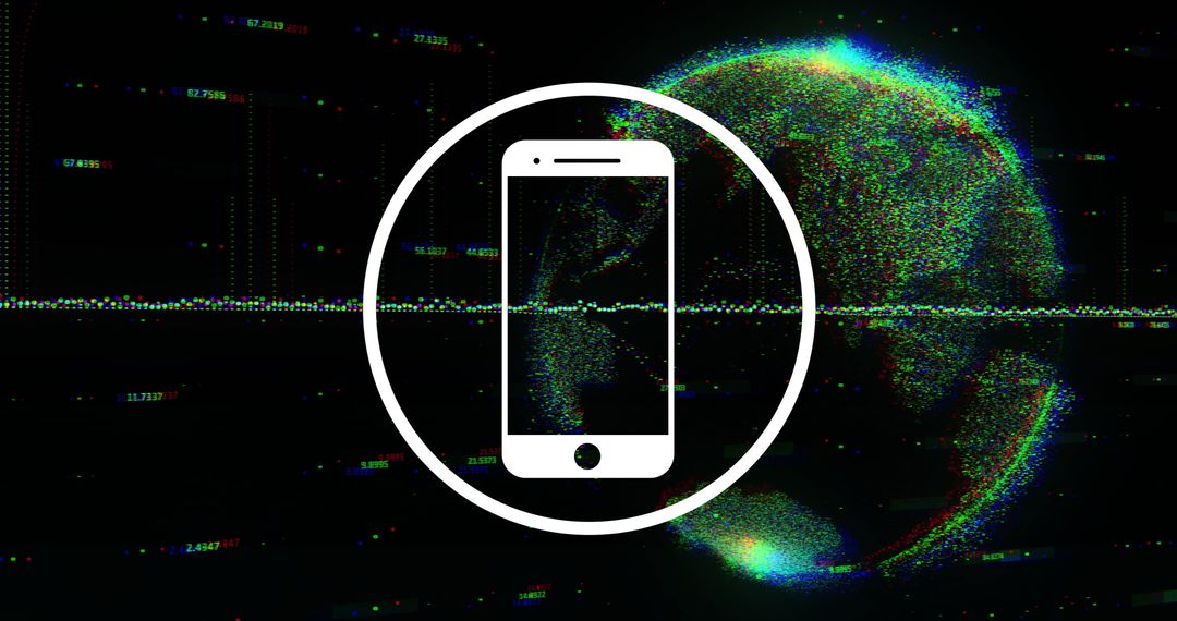 Smartphone Connectivity with Digital Globe and Glitch Effects