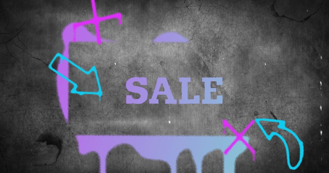 Bold Sale Text on Distressed Background with Spray Paint Art