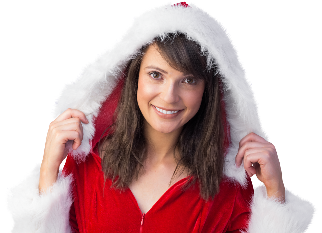 Smiling Young Woman Wearing Santa Costume with Transparent Background - Download Free Stock Images Pikwizard.com