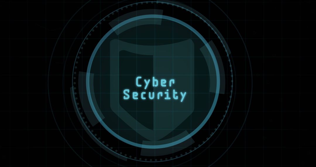 Cyber security shield icon with futuristic digital interface