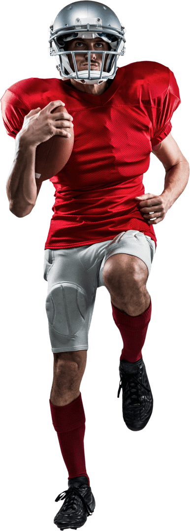 Transparent American Football Player Running in Red Jersey
