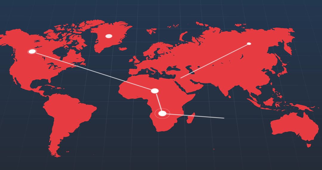 Global Network Connections on Red World Map Concept