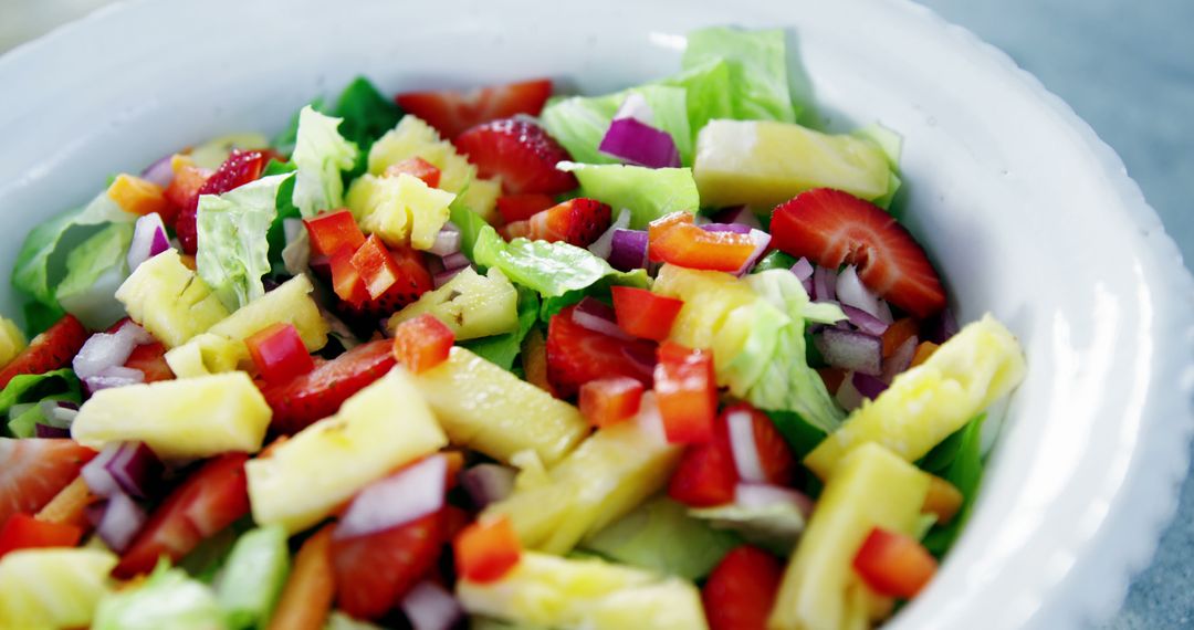 Colorful Fresh Fruit and Vegetable Salad in White Bowl - Free Images, Stock Photos and Pictures on Pikwizard.com