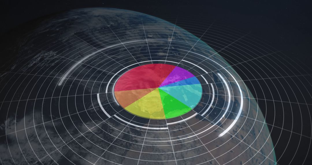 Futuristic Pie Chart with Global Connections