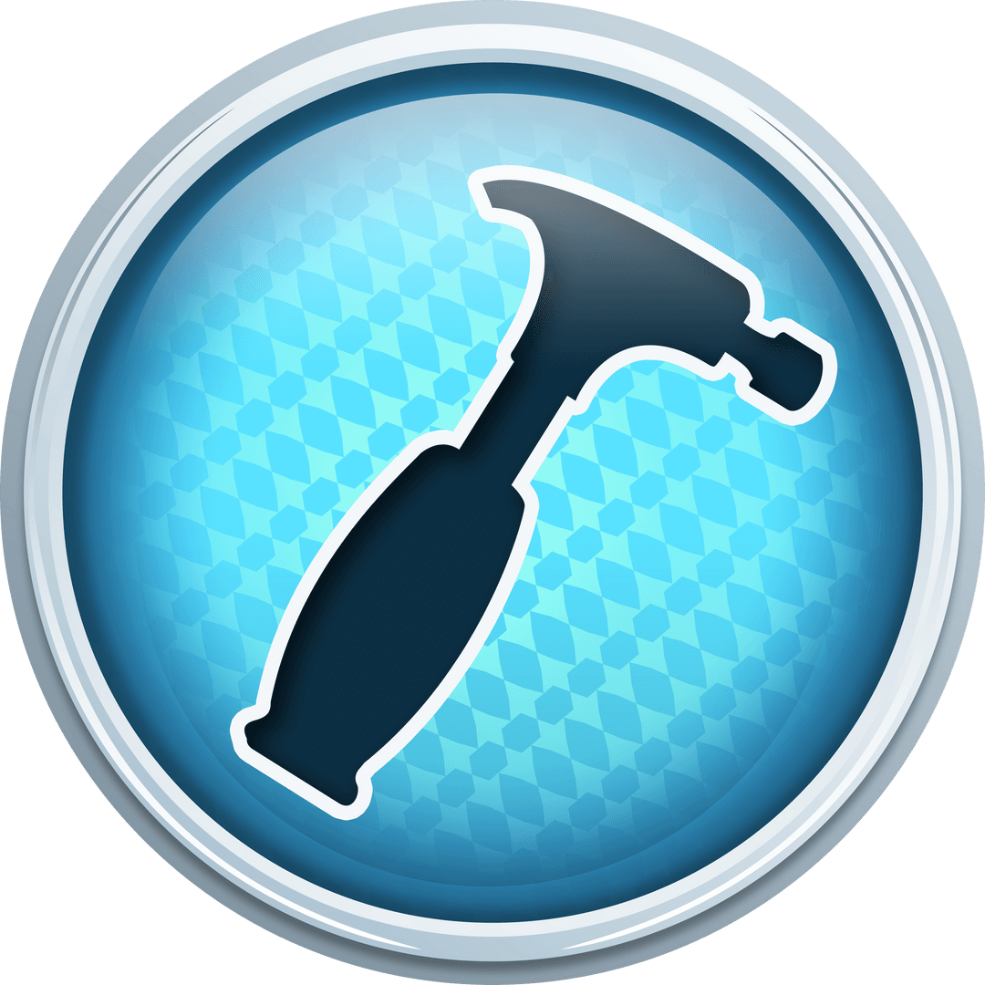 Digital Blue Hammer Icon Transparent Background