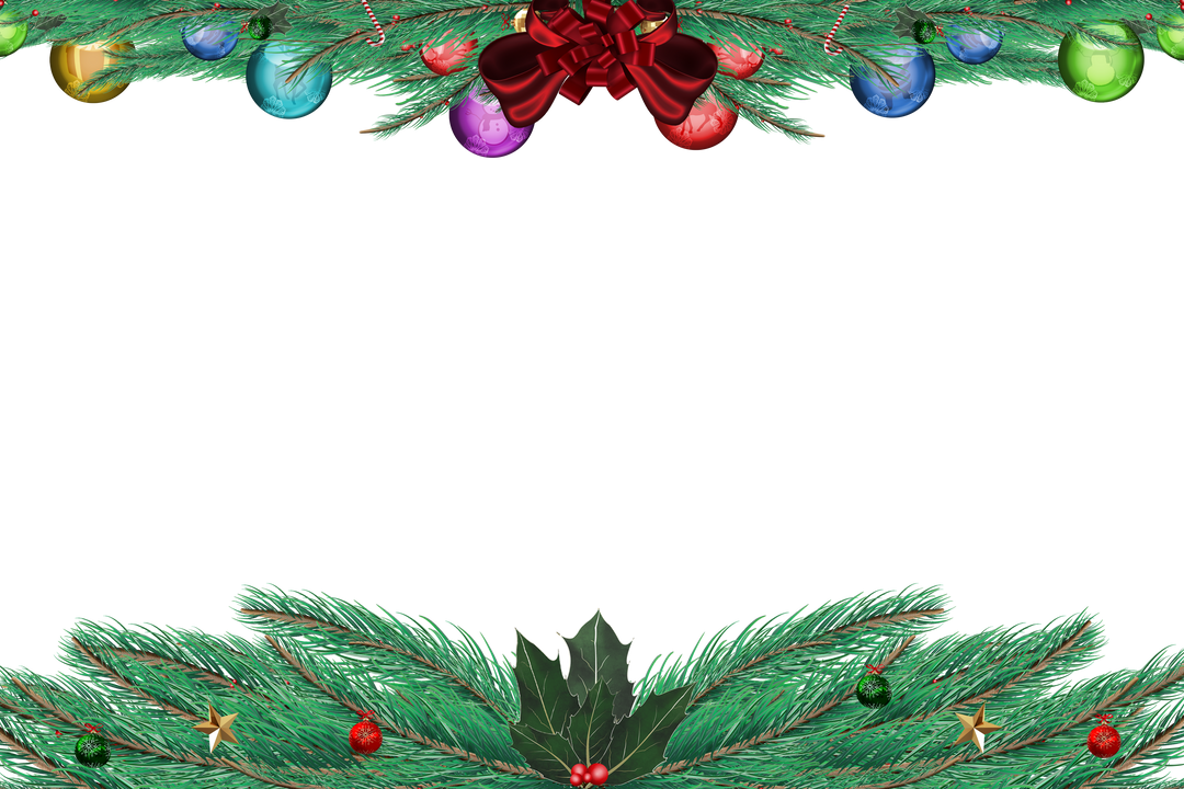 Transparent Christmas Fir Branch Frame with Decorations and Ornaments - Download Free Stock Images Pikwizard.com