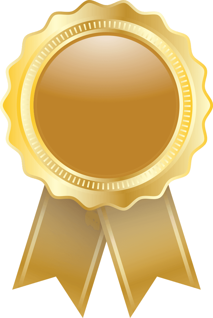 Shiny Gold Award Ribbon with Empty Center on Transparent Background