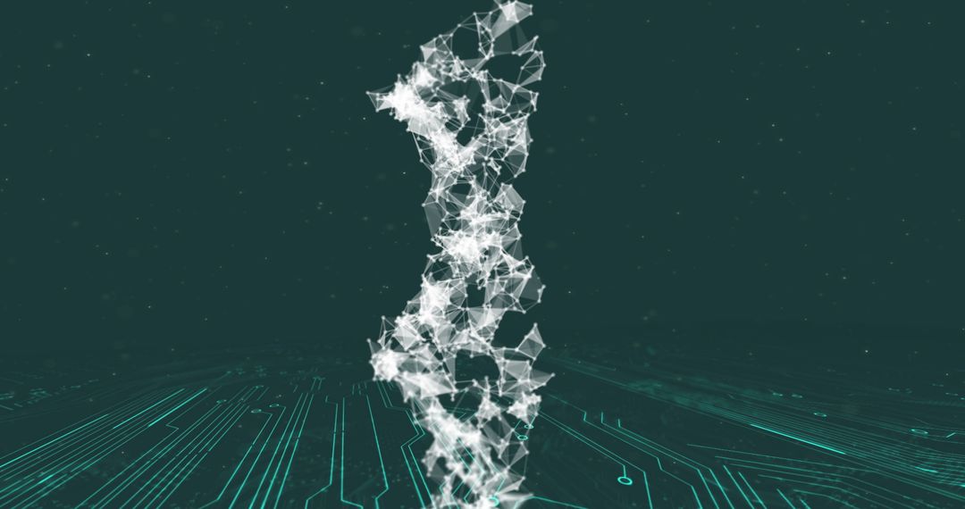 Futuristic DNA Strand Over Circuit Board