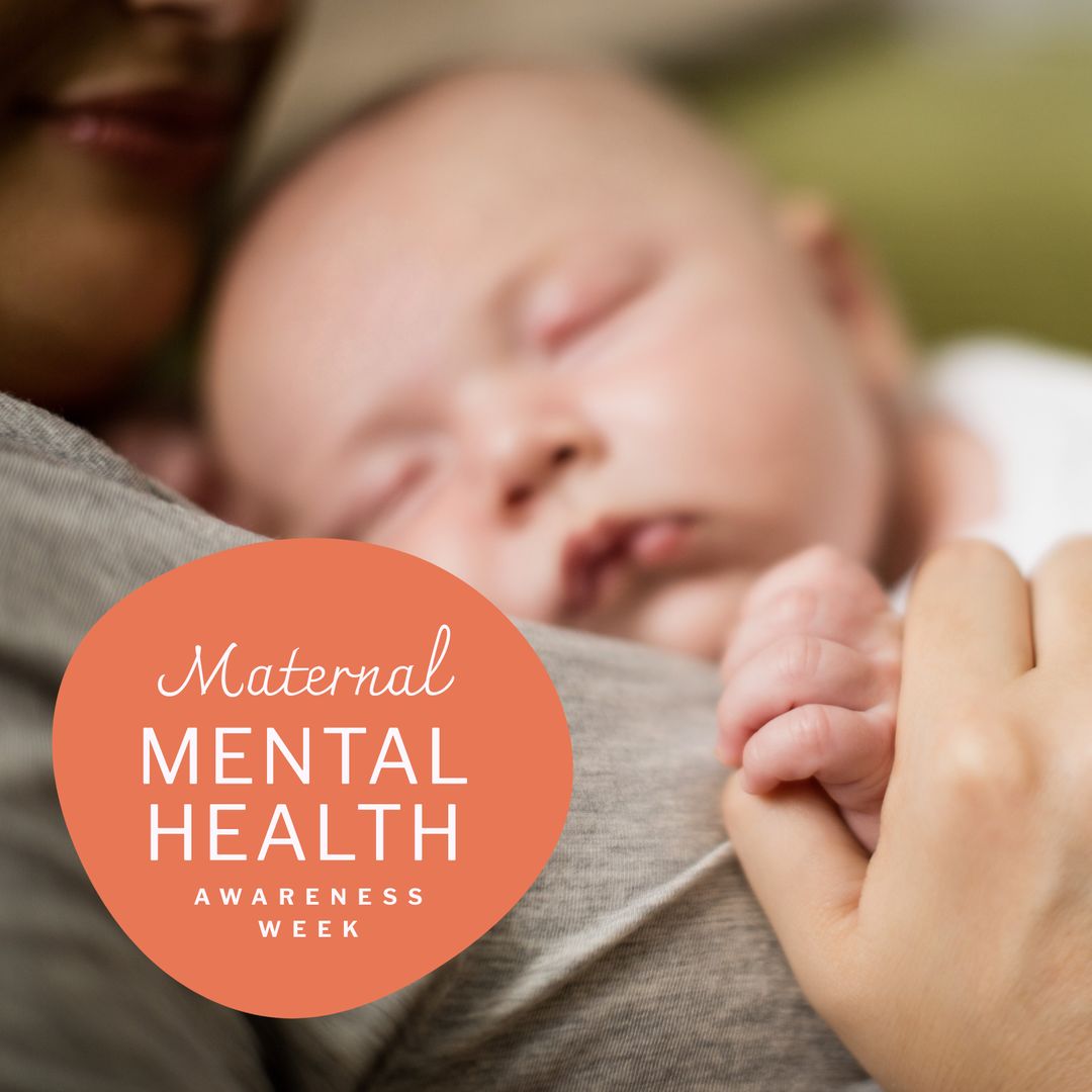 Maternal Mental Health Awareness with Mother and Sleeping Infant - Download Free Stock Templates Pikwizard.com