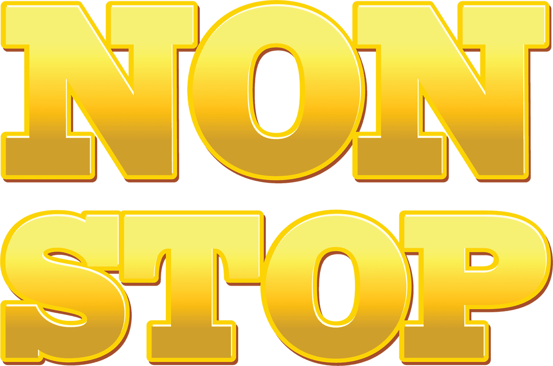 Golden Non-Stop Text on Transparent Background for Marketing