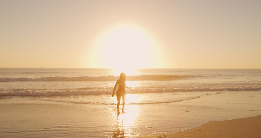 Silhouette of Person Watching Sunset on Beach - Free Images, Stock Photos and Pictures on Pikwizard.com