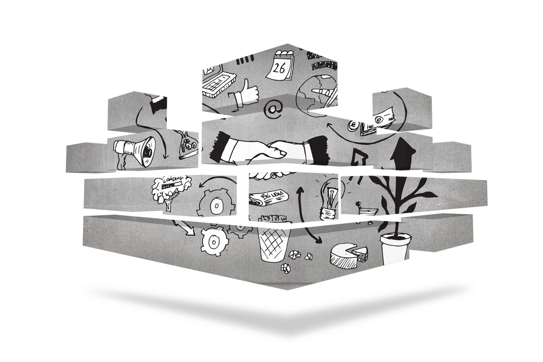 Transparent Handshake Graphic On Abstract Digital Display