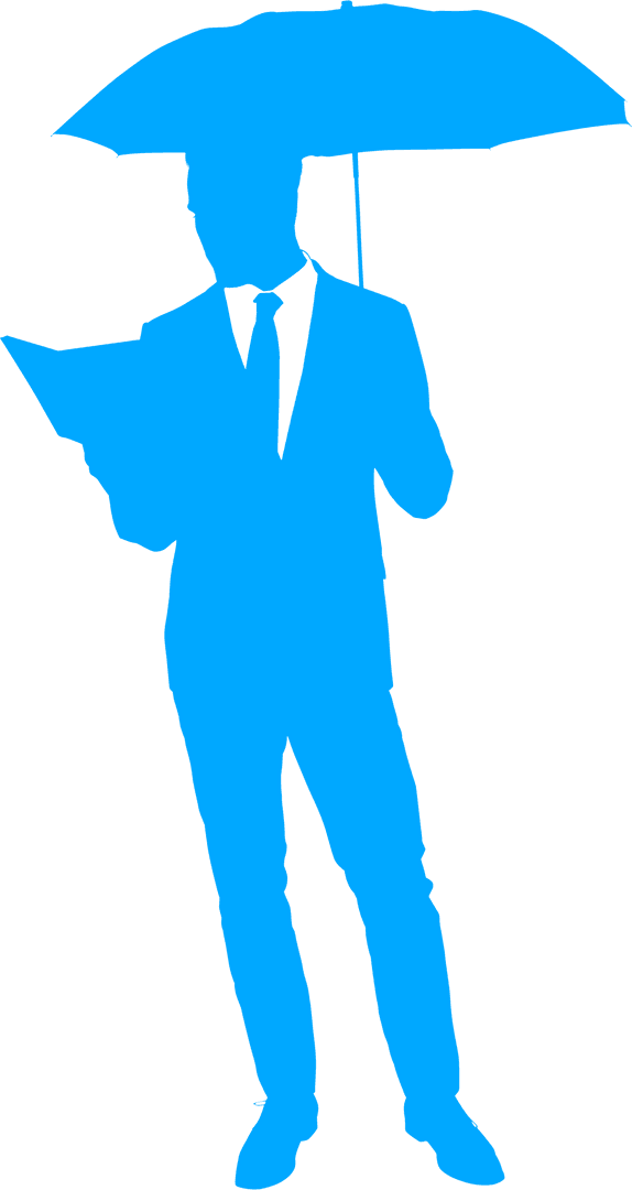 Transparent Silhouette of Man with Umbrella and Book Outline Art