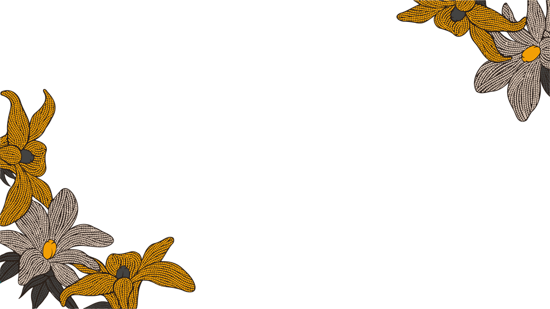 Yellow Beige Flowers on Transparent Background with Copy Space