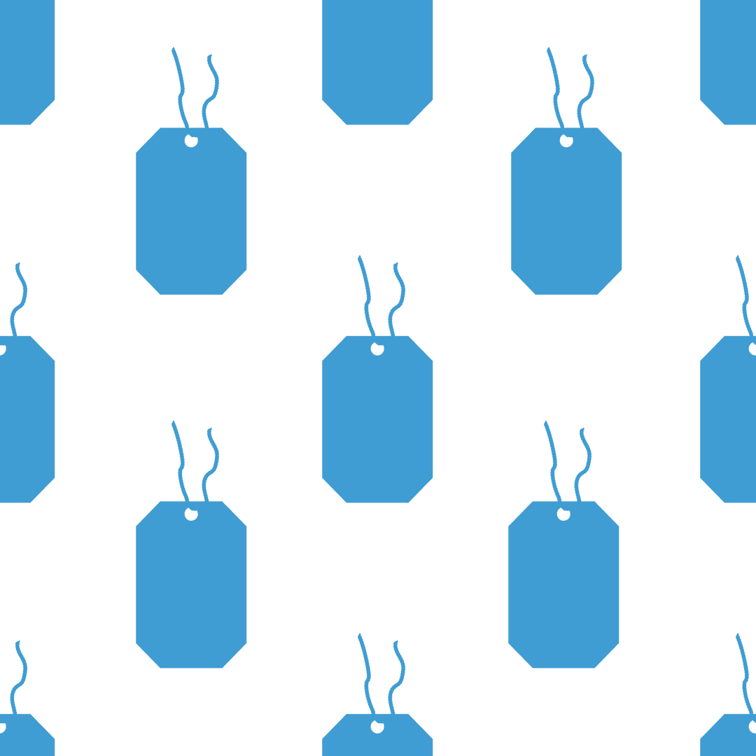 Seamless Blue Tag Icons Pattern on Transparent Background