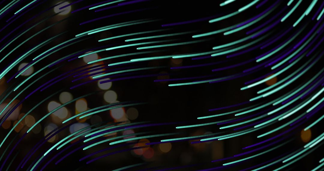 Futuristic Light Trails and Digital Numbers in Urban Nightscape