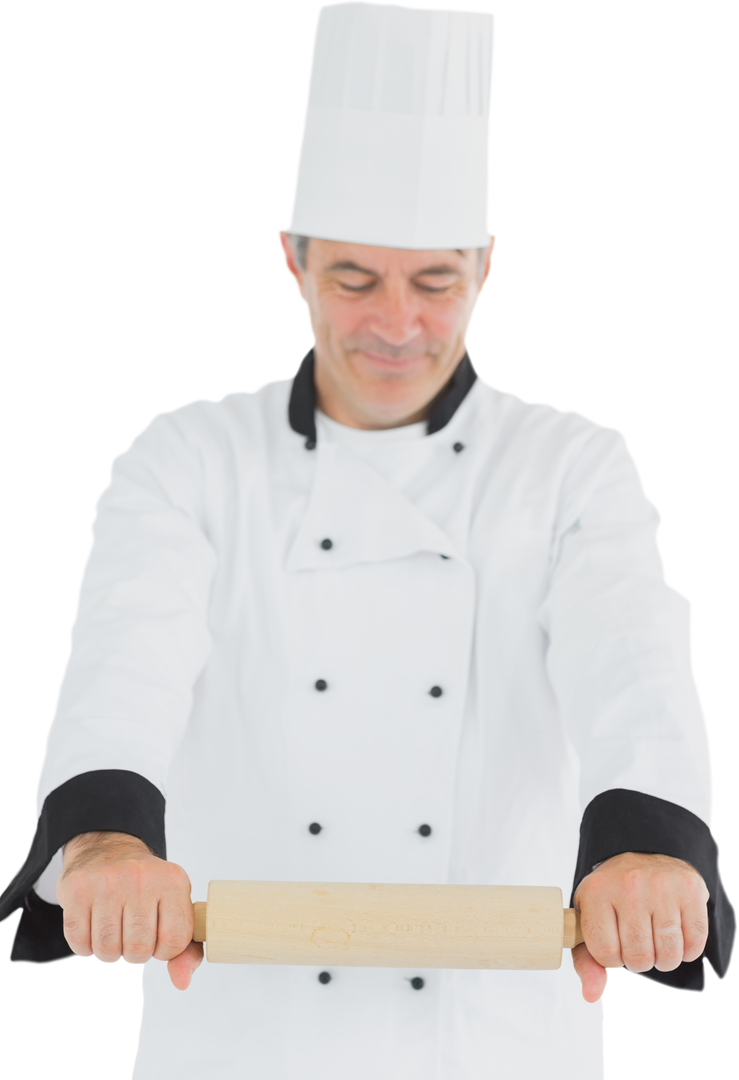 Transparent Image of Chef Holding Rolling Pin with Professional Pose - Download Free Stock Images Pikwizard.com