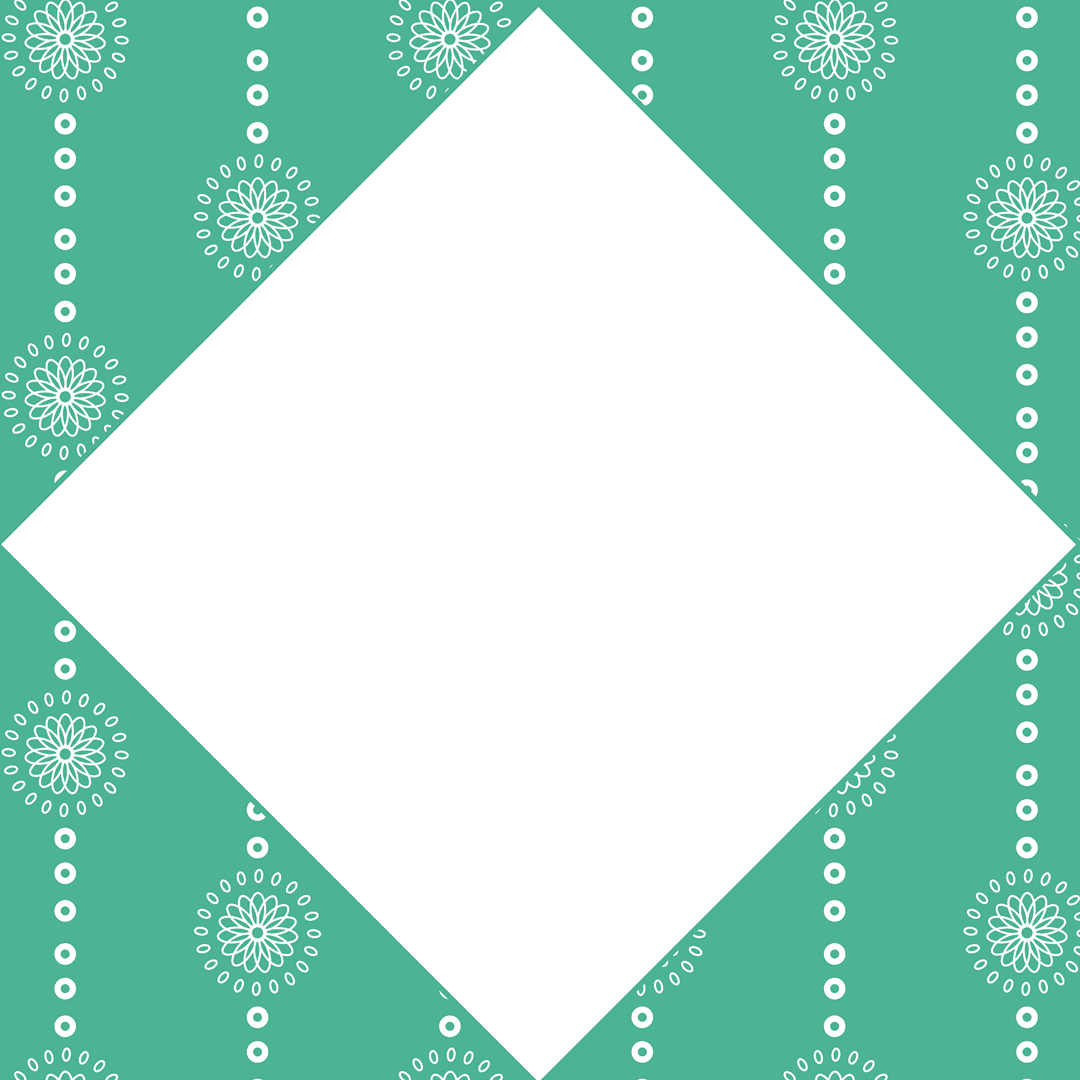 Geometric White Diamond on Transparent Green Background with Space