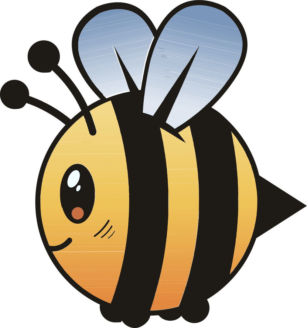 Whimsical Cartoon Bee Vector on Transparent Background