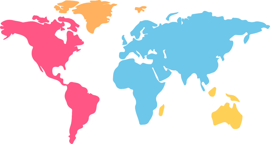 Colorful Transparent World Map with Global Territories