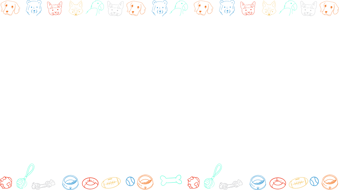 Transparent Playful Pet-Themed Border with Line-Art Icons