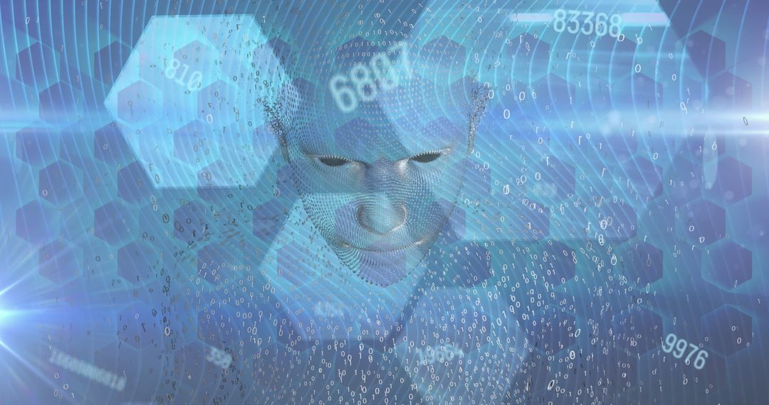 Abstract AI Technology with Human Model and Numbers