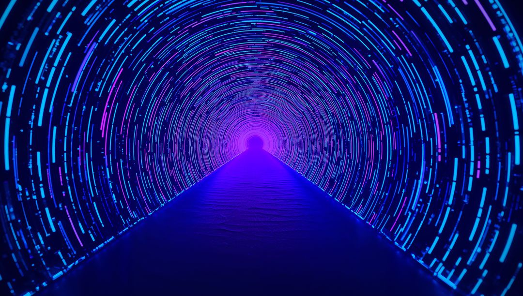 Futuristic LED Tunnel with Vibrant Sci-Fi Illumination