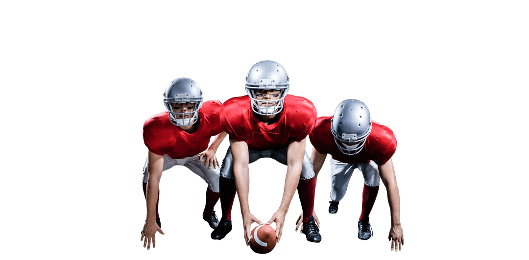 Transparent Football Players Posing With Helmets in Formation