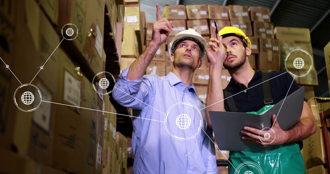 Warehouse Workers Using Technology for Global Logistics