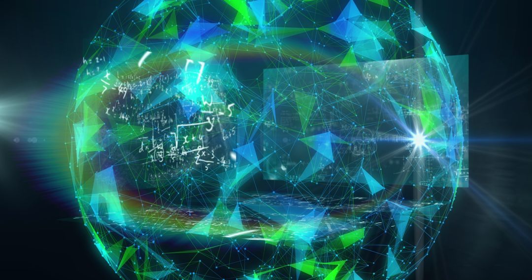 Futuristic Digital Network with Mathematical Graphics