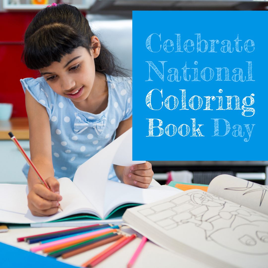 Young Girl Engaging in Coloring Activity Celebrating Art