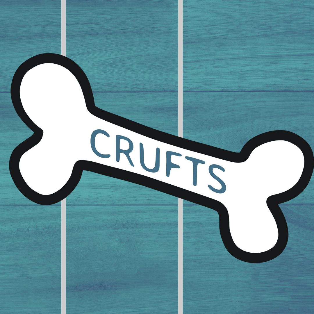 Crufts Logo with White Bone on Blue Background - Download Free Stock Templates Pikwizard.com