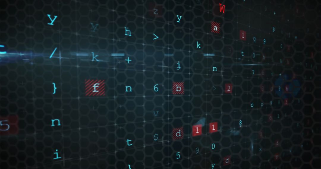 Digital Encoding on Futuristic Grid with Cybersecurity Theme