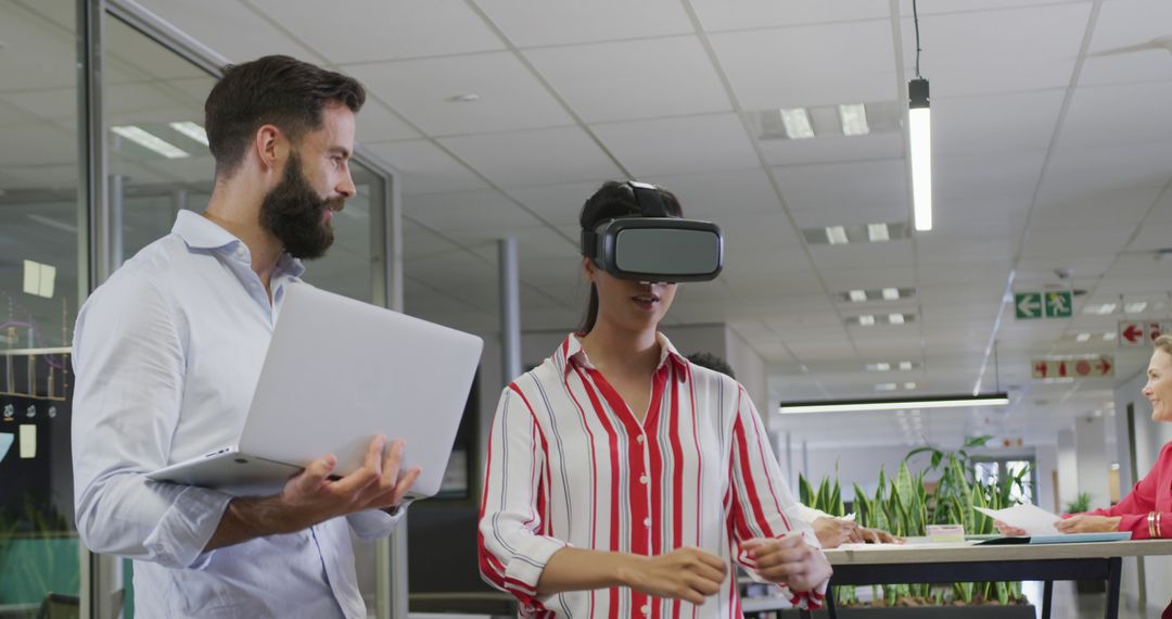 Diverse Business Team Using Virtual Reality in Modern Office
