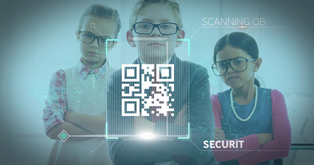 Tech-Savvy Schoolchildren and Digital Security Concept
